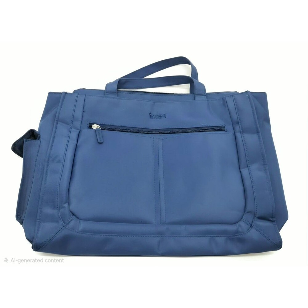 Totes Blue Nylon Travel Tote Bag Shoulder Carry On Multi Pocket Organizer Medium